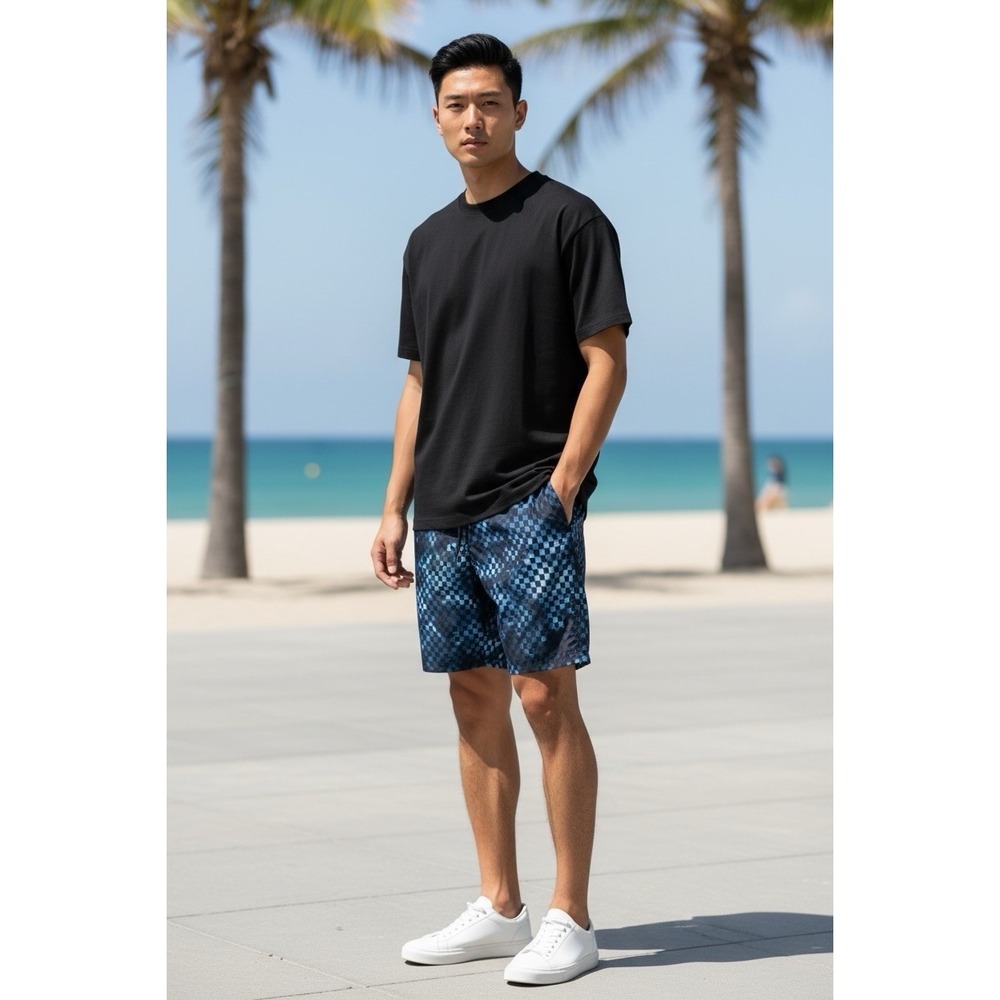 VANS Mens Surf Trunk 3 Navy & Black Checkered Boardshorts Size 36 - Surfer Brand